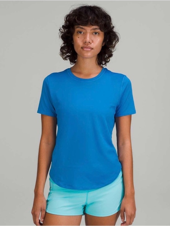 lululemon athletica Tops - Lululemon Blue High Neck Running and Training T-Shirt Poolside 6